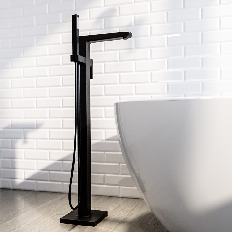 Zana Matt Black Basin Mixer Tap & Freestanding Bath Tap Pack