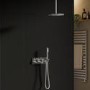 Chrome Dual Outlet Ceiling  Mounted Thermostatic Mixer Shower Set with Hand Shower - Flow