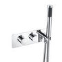 Chrome 2 Outlet  Ceiling  Mounted Thermostatic Mixer Shower Set with Hand Shower - Flow
