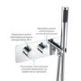 Chrome 2 Outlet  Ceiling  Mounted Thermostatic Mixer Shower Set with Hand Shower - Flow