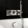 Chrome 2 Outlet Thermostatic Mixer Shower Set with Overflow Bath Filler and Integrated Hand Shower - Arissa