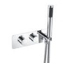 Chrome 2 Outlet Thermostatic Mixer Shower Set with Overflow Bath Filler and Integrated Hand Shower - Arissa