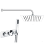 Chrome Dual Outlet Wall Mounted Thermostatic Mixer Shower - Cube