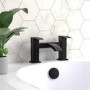 Matt Black Waterfall Bath Tap with Basin Tap Pack - Wave