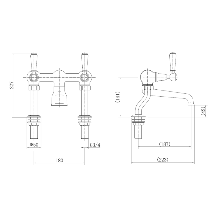 Helston Freestanding Bath Mixer Tap - Chrome