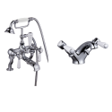 BUN/BeBa_27770/79594 Chrome Bath Shower Mixer and Basin Tap Set - Helston