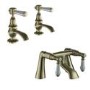 Brushed Brass Traditional Basin Pillar Taps & Bath Filler Tap Pack - Helston