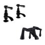 Matt Black Traditional Basin Pillar Taps & Bath Filler Tap Pack - Helston