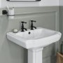 Matt Black Traditional Basin Pillar Taps & Bath Filler Tap Pack - Helston