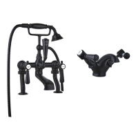 Black Bath Shower Mixer and Basin Tap Set - Helston Black Bath Shower Mixer and Basin Tap Set - Helston