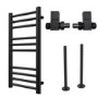 Black Towel Radiator 800 x 450mm with Pipe Kit and Straight Valves - Sahara