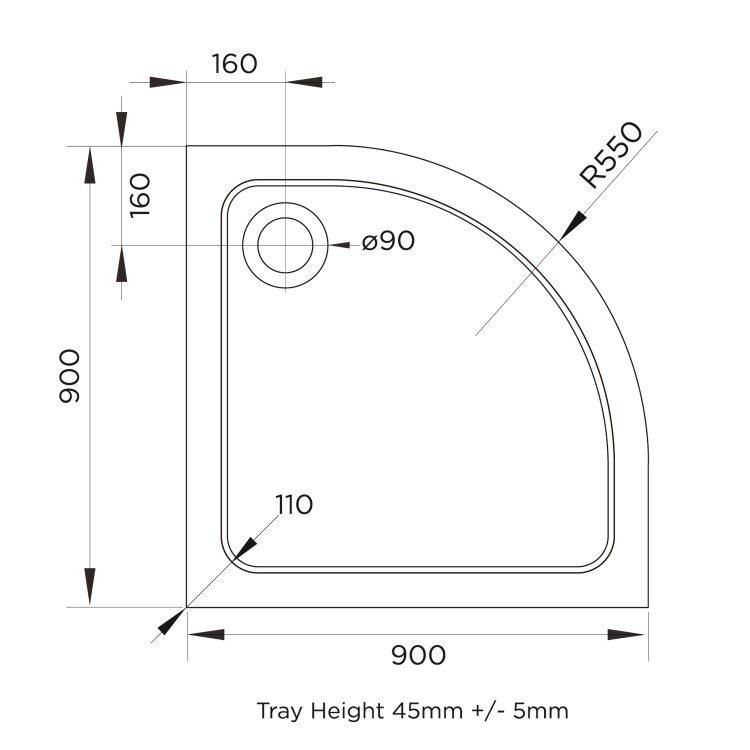 900mm Chrome 6mm Glass Quadrant Shower Enclosure with Shower Tray - Carina
