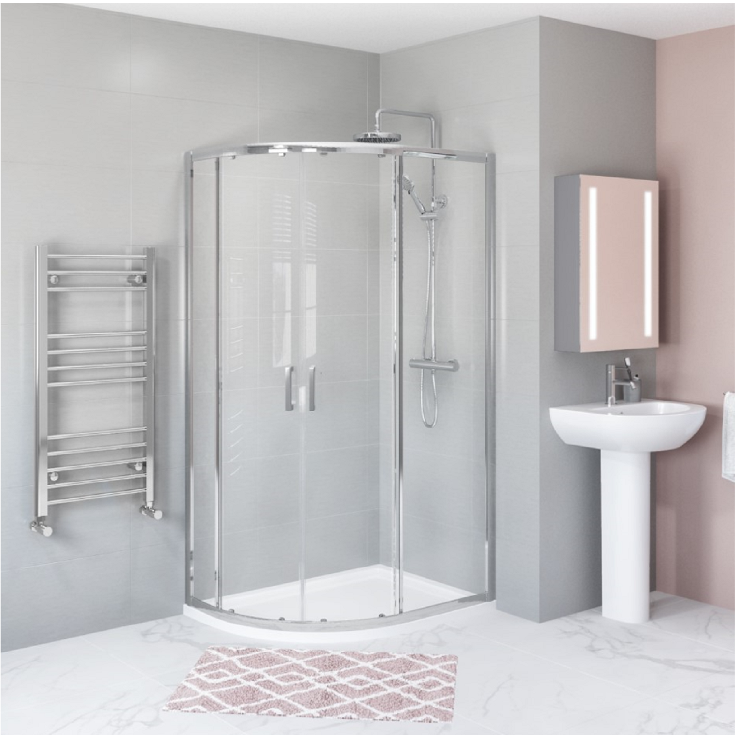 900x760mm Right Hand Offset Quadrant with Shower Tray- Carina