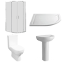 900 x 760mm Right Hand Offset Quadrant Shower Enclosure Suite with Toilet & Basin - Carina