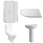 900 x 760mm Left Hand Offset Quadrant Shower Enclosure Suite with Toilet & Basin - Carina