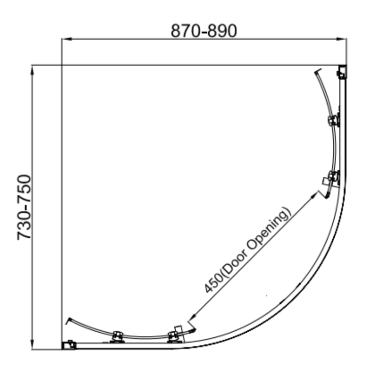 900x760mm Carina 6mm Offset Quadrant