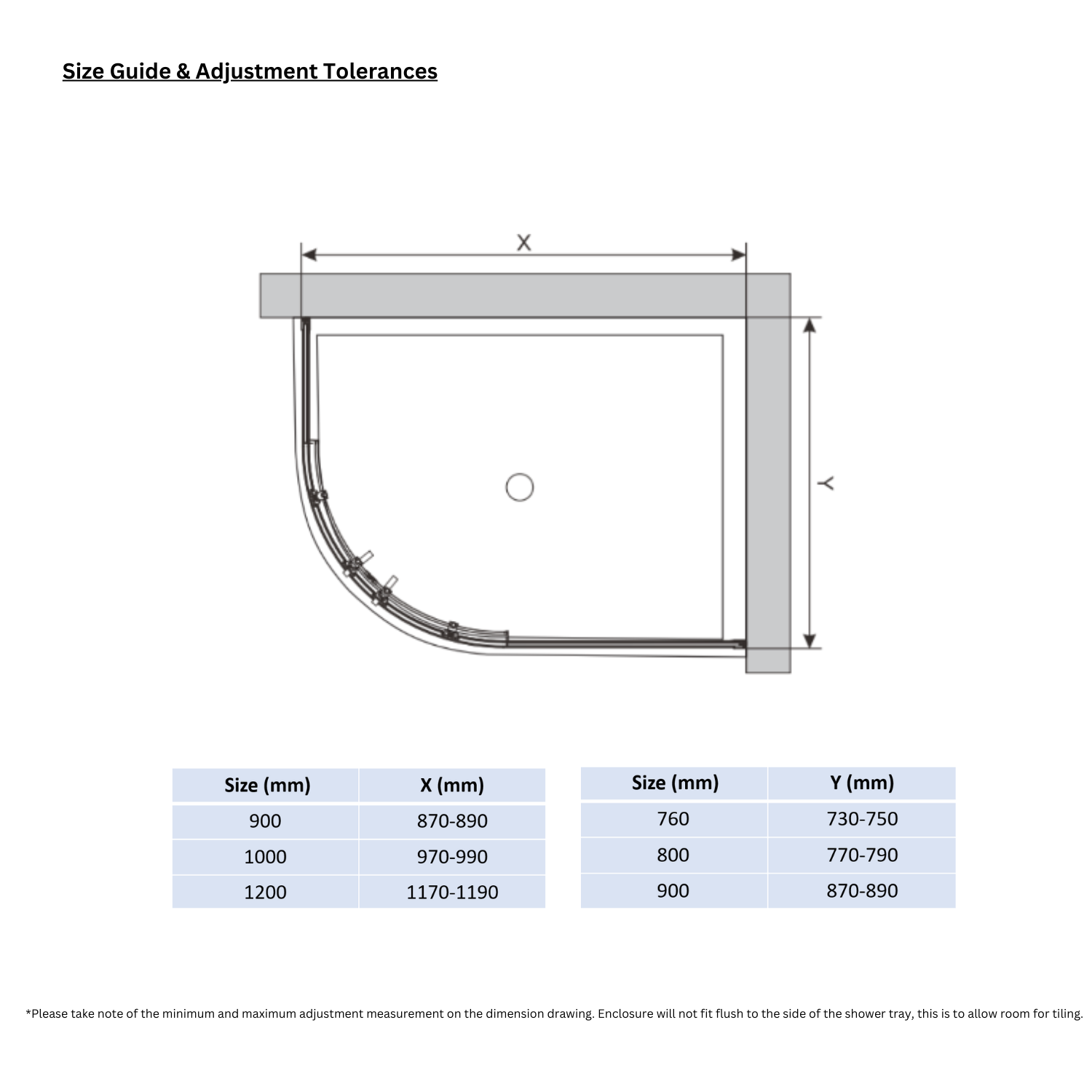 1000x800mm Left Hand Offset Quadrant Shower Tray- Carina