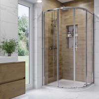 ALMOST PERFECT - 1000x800mm Chrome 6mm Glass Right Hand Offset Quadrant Shower Enclosure with Shower Tray - Carina