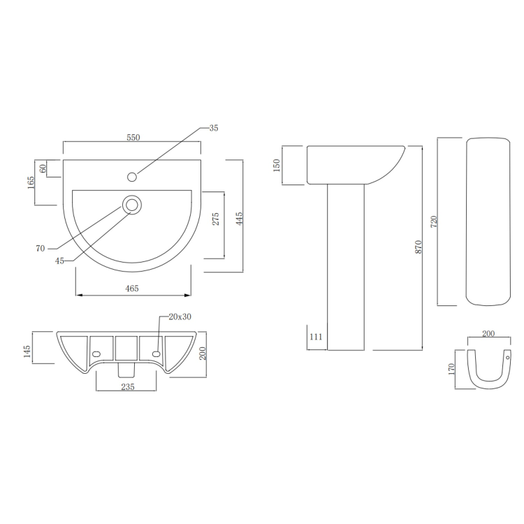 1000 x 800mm Left Hand Offset Quadrant Shower Enclosure Suite with Toilet & Basin - Carina