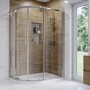 Chrome 6mm Glass Left Hand Offset Quadrant Shower Enclosure with Shower Tray 1200x800mm - Carina