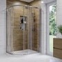 Chrome 6mm Glass Left Hand Offset Quadrant Shower Enclosure with Shower Tray 1200x800mm - Carina