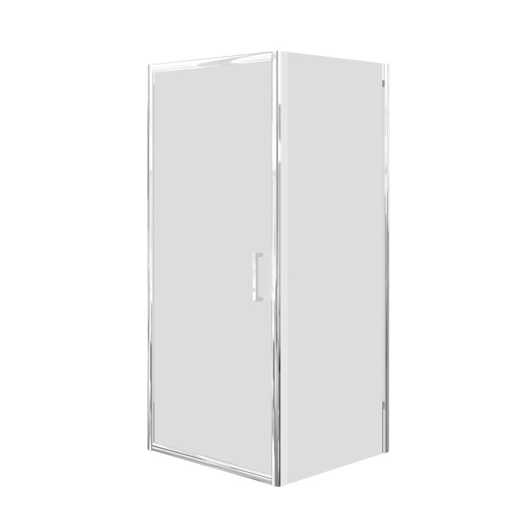 800x700mm Chrome 6mm Glass Rectangular Hinged Shower Enclosure - Carina