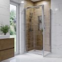 BUN/BeBa_28022/82212 Chrome 6mm Glass Square Hinged Shower Enclosure 800mm - Carina