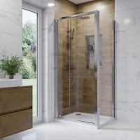 900x700mm Chrome 6mm Glass Rectangular Hinged Shower Enclosure - Carina