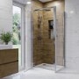 900x700mm Chrome 6mm Glass Rectangular Hinged Shower Enclosure - Carina