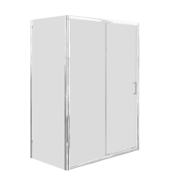 1000x700mm Chrome 6mm Glass Rectangular Sliding Enclosure with Tray - Carina