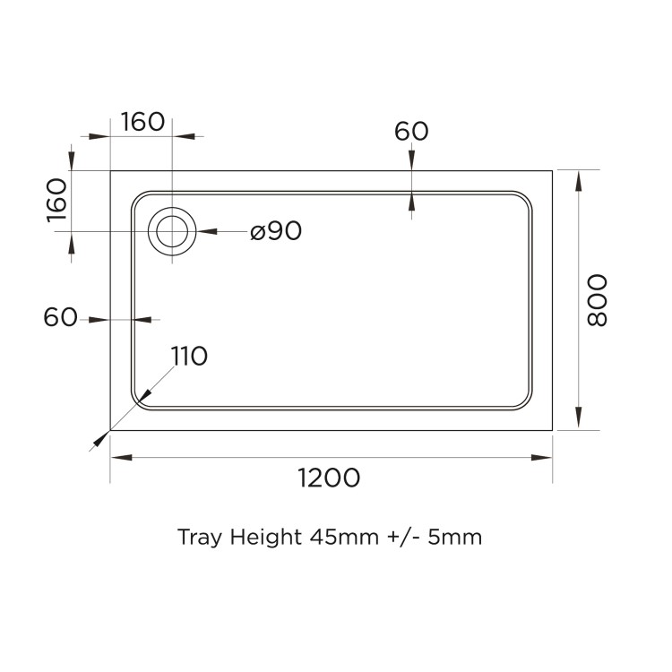 Chrome 6mm Glass Rectangular Sliding Shower Enclosure with Shower Tray 1200x800mm - Carina