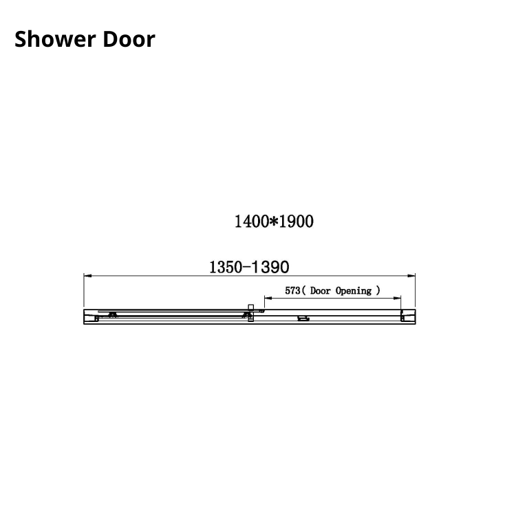 1400x700mm Chrome 6mm Glass Rectangular Sliding Shower Enclosure - Carina