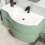 1000mm Green Wall Hung Right Hand Curved Vanity Unit with Basin  - Tulum