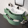 1000mm Green Wall Hung Right Hand Curved Vanity Unit with Basin  - Tulum