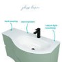 1000mm Green Wall Hung Right Hand Curved Vanity Unit with Basin  - Tulum