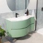 1000mm Green Wall Hung Left Hand Curved Vanity Unit with Basin  - Tulum