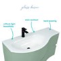 1000mm Green Wall Hung Left Hand Curved Vanity Unit with Basin  - Tulum