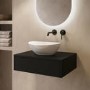 600mm Black Wall Hung Countertop Vanity Unit with Oval Basin - Lugo