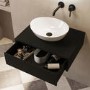 600mm Black Wall Hung Countertop Vanity Unit with Oval Basin - Lugo