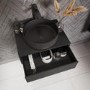 600mm Black Wall Hung Countertop Vanity Unit with Black Basin and Shelf  - Lugo