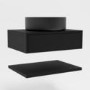 600mm Black Wall Hung Countertop Vanity Unit with Black Basin and Shelf  - Lugo