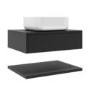 600mm Black Wall Hung Countertop Vanity Unit with Square Basin and Shelves - Lugo