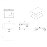 600mm White Wall Hung Countertop Vanity Unit with Black Marble Effect Basin and Shelves - Lugo