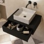 600mm Black Wall Hung Countertop Vanity Unit with Square Basin - Lugo