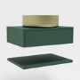 600mm Green Wall Hung Countertop Vanity Unit with Brass Basin and Shelves- Lugo