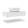 800mm White Wall Hung Countertop Vanity Unit with Square Basin and Shelves - Lugo