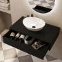 800mm Black Wall Hung Countertop Vanity Unit with Oval Basin - Lugo