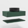 800mm Green Wall Hung Countertop Vanity Unit with Black Basin and Shelf - Lugo 