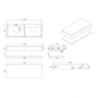 1200mm White Wall Hung Countertop Double Vanity Unit with Black Square Basins and Shelf - Lugo