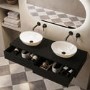 1200mm Black Wall Hung Countertop Vanity Unit with Oval Basin - Lugo